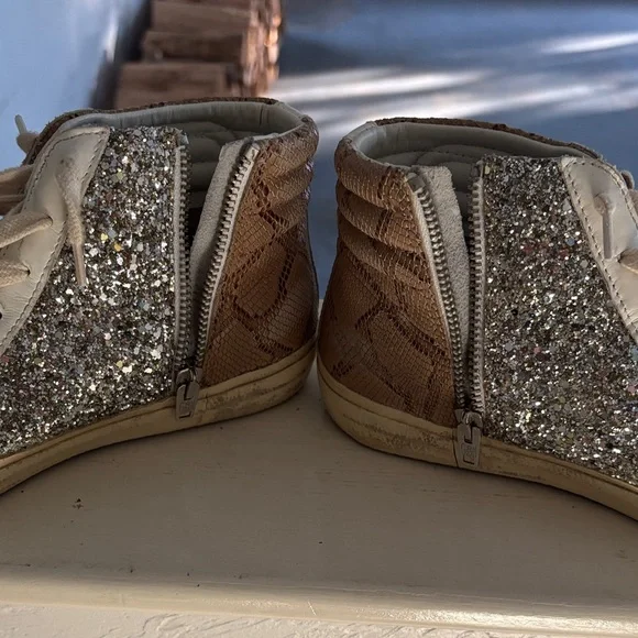 Golden Goose Glitter High-Top Sneakers - Gray, Pink, Silver - Picture 3 of 9